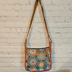 Fossil Blue and Tan Crossbody Bag